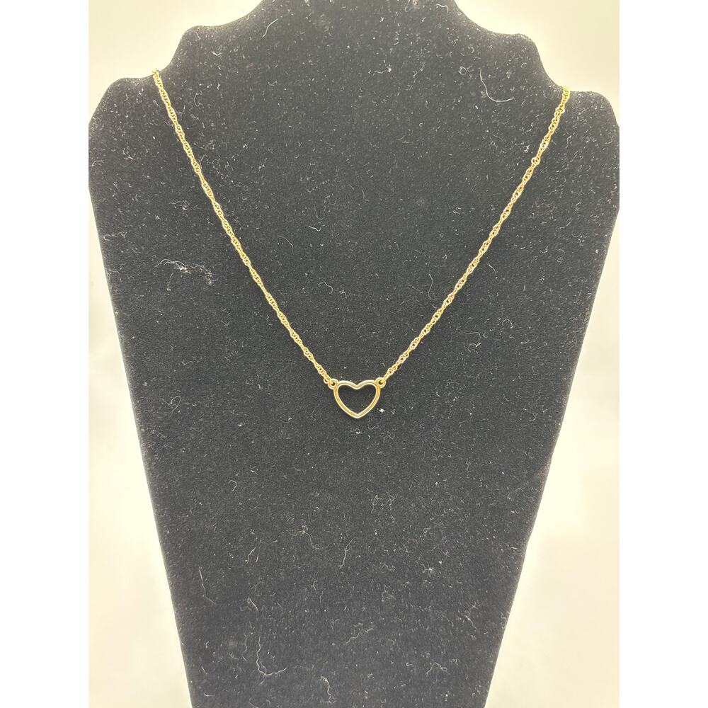 16-19” gold toned open heart pendant necklace